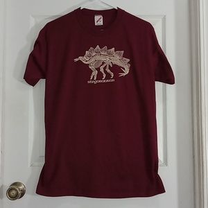 Dinosaur Stegosaurus Graphic Front Short Sleeve Tee Shirt Mens Large